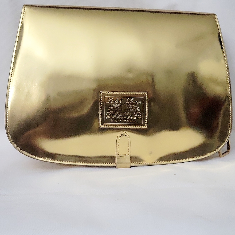 Ralph Lauren Collection Gold Shoulder Bag with Metallic Finish